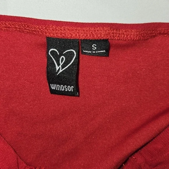 Windsor Small Red Corset Ruched Long‎ Sleeve Top Womens Romantic Night Out - Picture 5 of 12